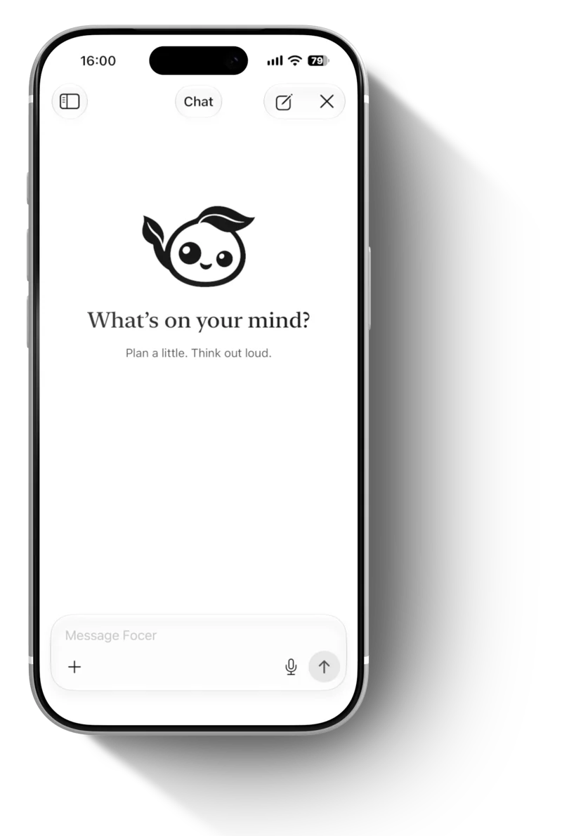 Focer chat screen on iPhone 17 Pro