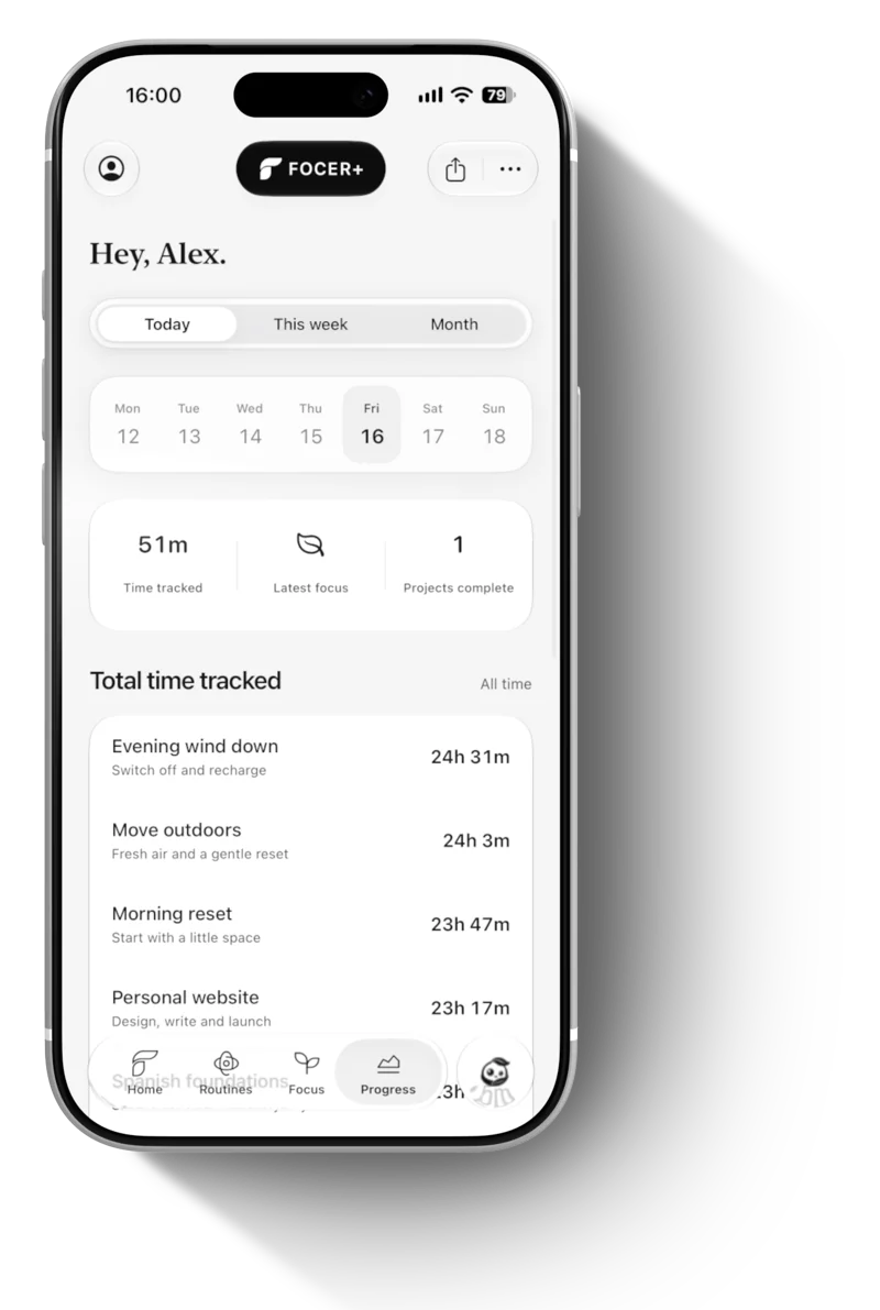 Focer progress screen on iPhone 17 Pro