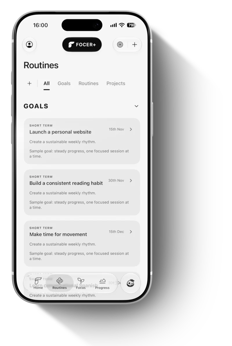 Focer routines screen on iPhone 17 Pro